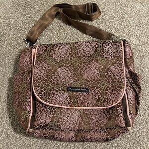 Petunia Pickle Bottom Pink & Brown Patterned Diaper Bag